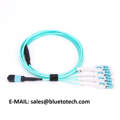 Latiguillo de fibra óptica MPO a LC uniboot de 8 núcleos OM3, cable troncal de fibra óptica MTP a LC uniboot de 8 fibras OM3